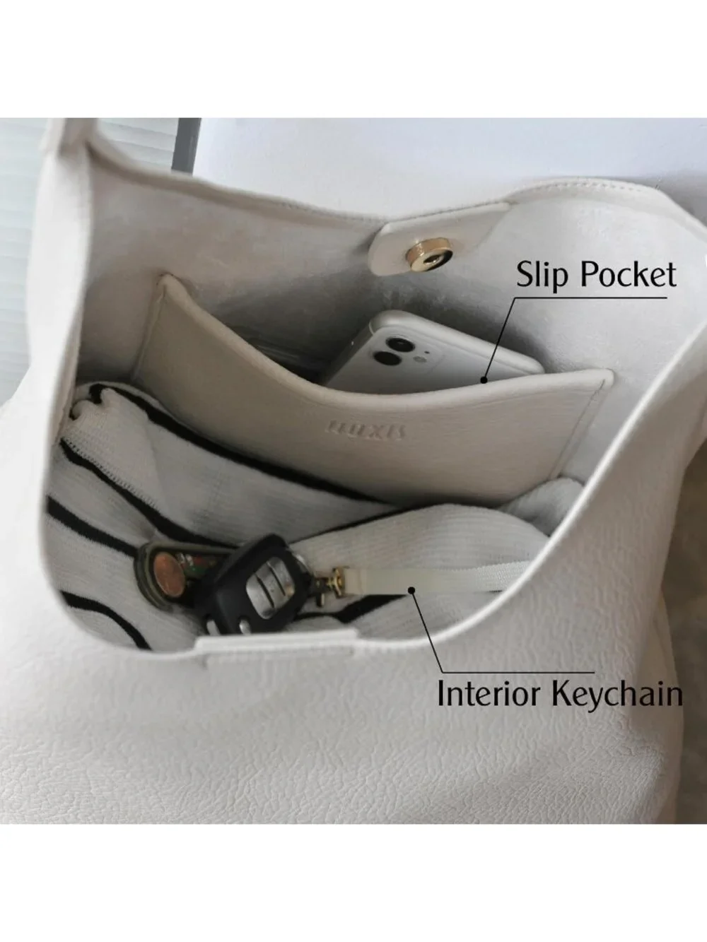 Women's Beige Soft Vegan Leather Hobo Shoulder Bag Slouchy Tote Purse